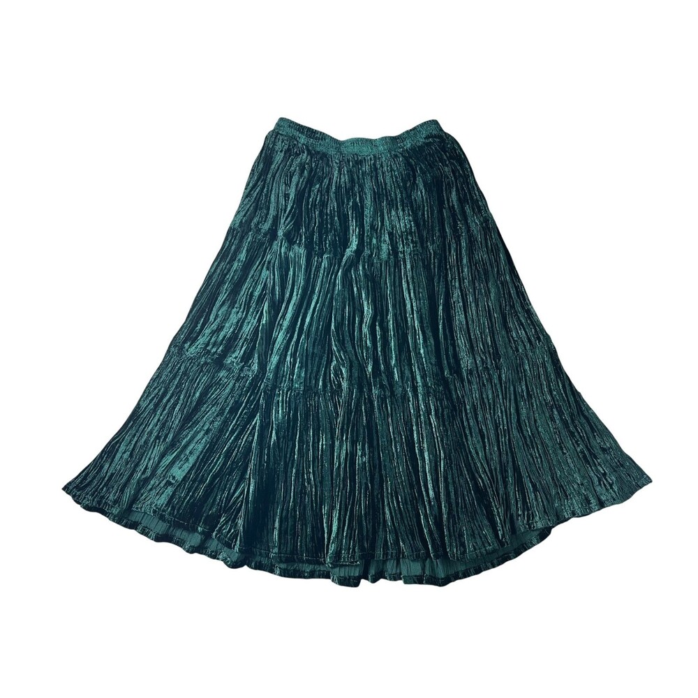 Vintage Neo Nostalgia Green Crushed Velvet Skirt  Size M  Boho Peasant Hippie